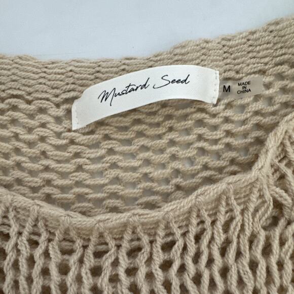 Mustard Seed Distressed Sweater Womans Medium BOHO Cottagecore - Picture 4 of 9